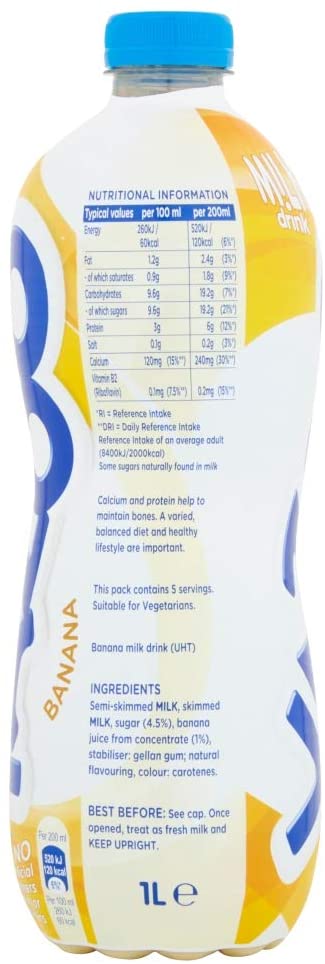 YAZOO Banana Milk Drink 1 Litre (Pack of 6)