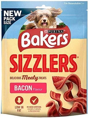Bakers Sizzlers Bacon 6x90gm Dry Dog Treats