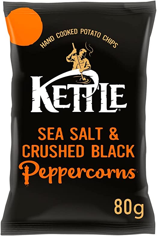Kettle Crisps  (Sea Salt & Crushed Peppercorns) 12x80g
