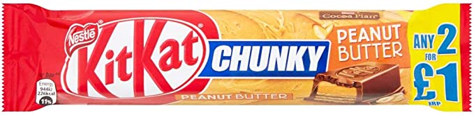 Kit Kat Chunky Peanut Butter Milk Chocolate Bar  Pack of 24 x 42G