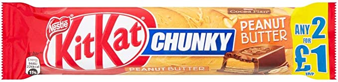 Kit Kat Chunky Peanut Butter Milk Chocolate Bar - Pack of 24 x 42G