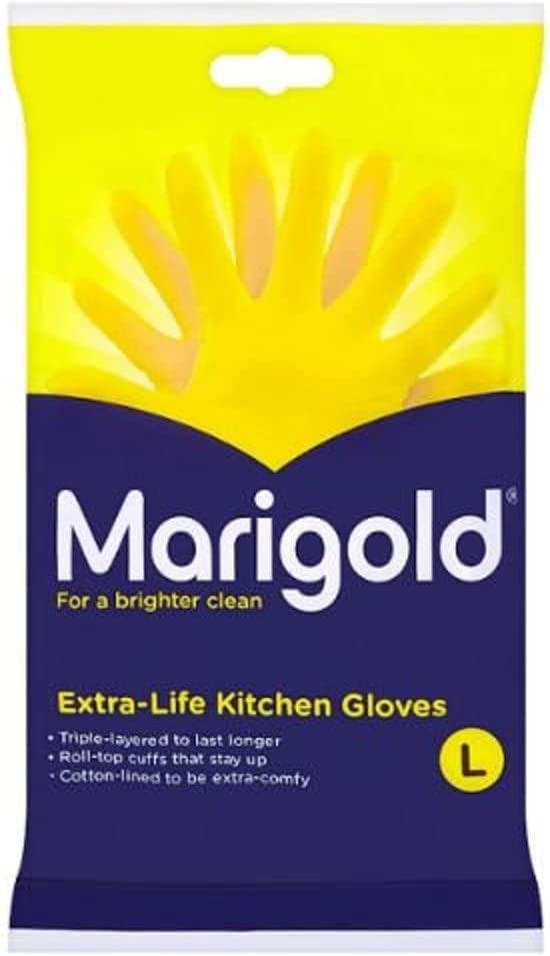 MARIGOLD Women's MARIGOLD Extra Life Kitchen Gloves Large Case of 6, Yellow, L Pack 6 UK