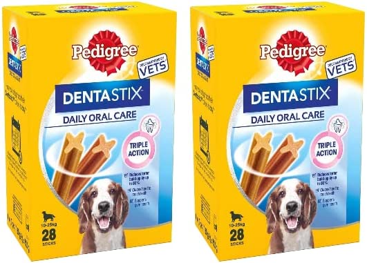Pedigree Dentastix 2 Packs of 28 Sticks (56 in Total) for Medium Dogs (10-25kg)
