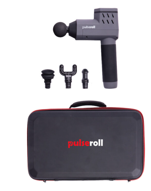 Pulseroll Percussion Massage Gun with Travel Case, Grey