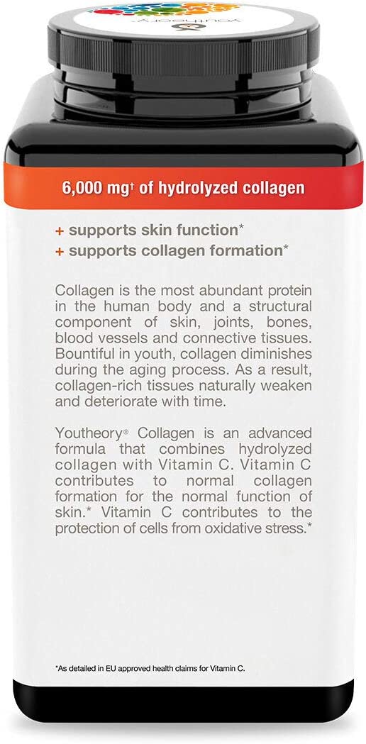 Youtheory Collagen Advanced Formula Hydrolyzed and Enhanced with Vitamin C, 390 Tablets, 2 Month’s Supply