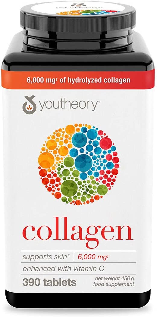 Youtheory Collagen Advanced Formula Hydrolyzed and Enhanced with Vitamin C, 390 Tablets, 2 Month’s Supply