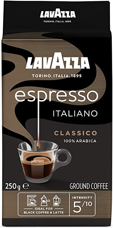 Lavazza Caffe Espresso, 100% Arabica Light Roast Ground Coffee, 250 g, (Pack of 6)