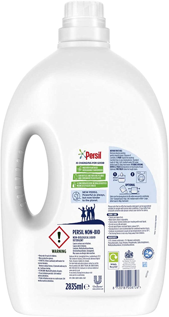 Persil Non-Bio Washing Liquid Detergent, 105 Washes, Pack of 2