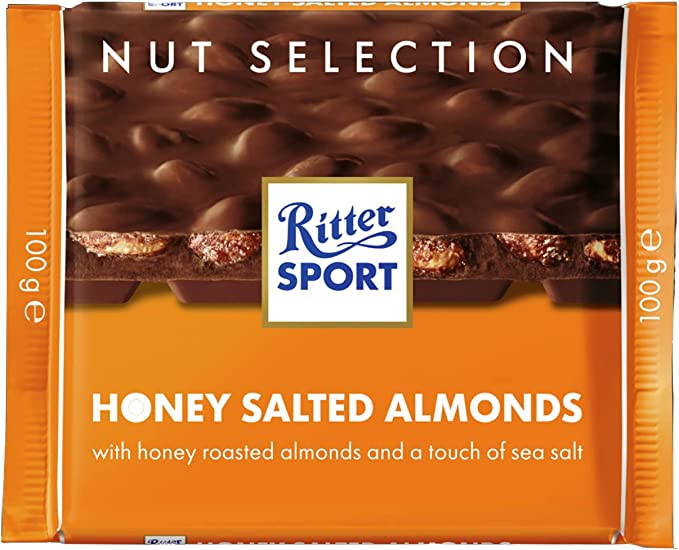 Ritter Sport Honey Salted Almond Chocolate Bar, 100g - 11 Pack