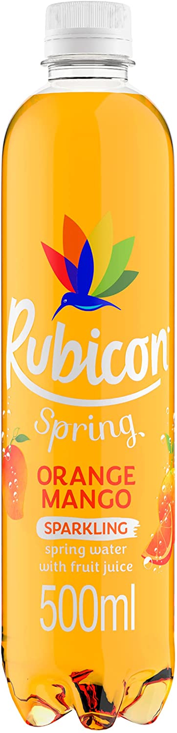 Rubicon Spring Orange Mango Flavoured Sparkling Spring Water, 500ml - Pack of 12