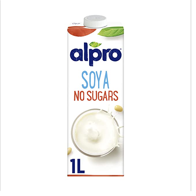 Alpro Soya No Sugars Plant-Based Long Life Drink, Vegan & Dairy Free, 1L (Pack of 8)