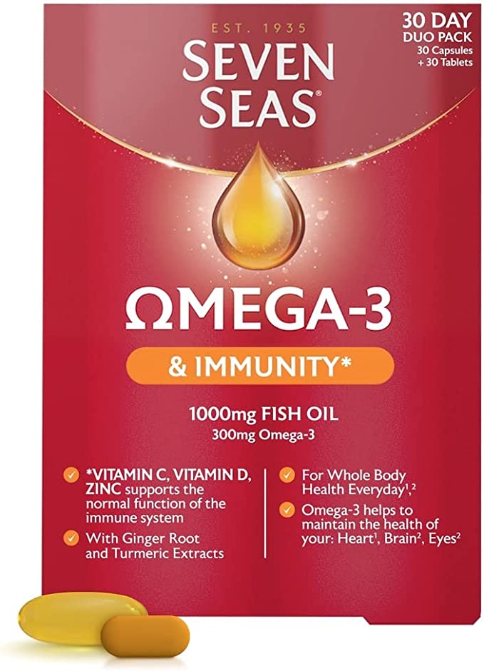 Seven Seas Omega-3 Fish Oil Immunity, 1000 mg Fish Oil + 300 mg Omega-3, 60 High Strength Tablets