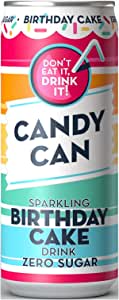 Candy Can, Birthday Cake, Fizzy Drink, Nostalgic American Soda Flavours, Sugar Free, Sparkling Pop Cans (330ml x 12 Pack)