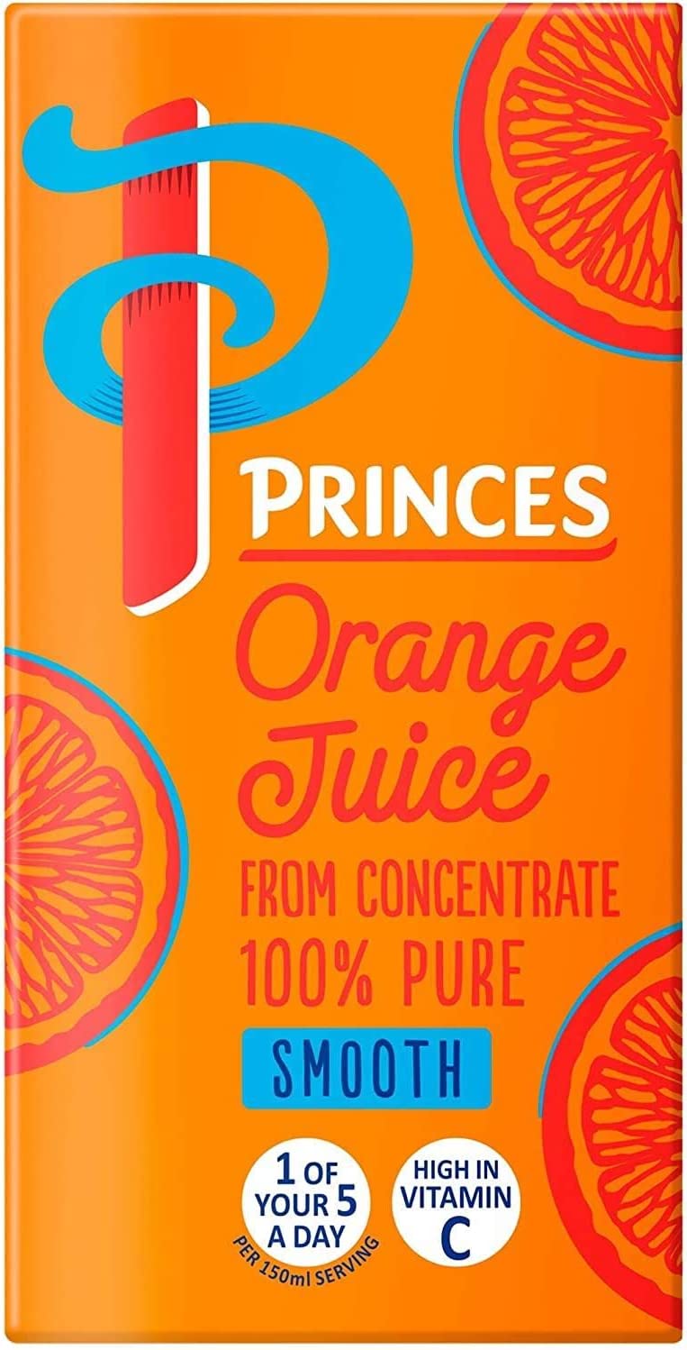 Princes Smooth Orange Juice 30 x 200ml with Paper Straw