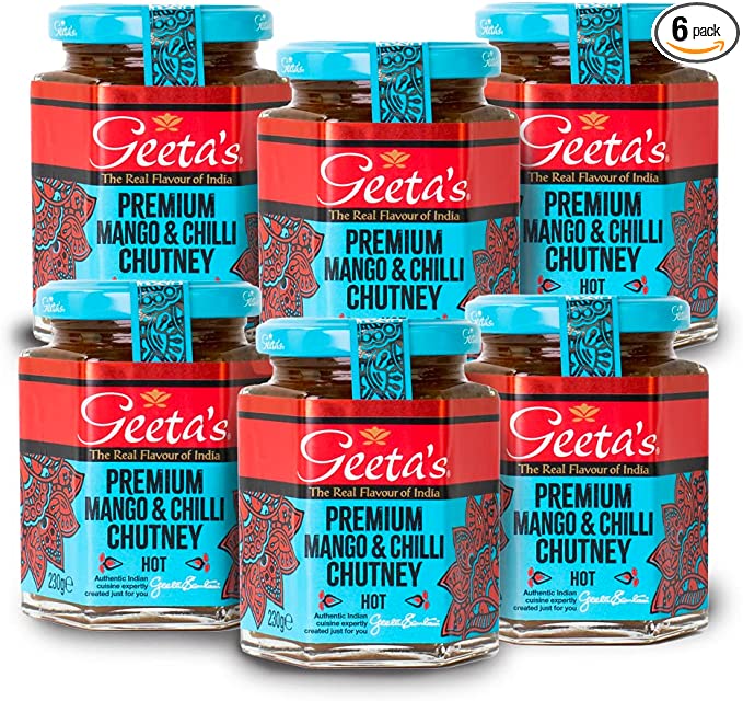 Geeta's Premium Mango & Chilli Chutney, 230g (Pack of 6)