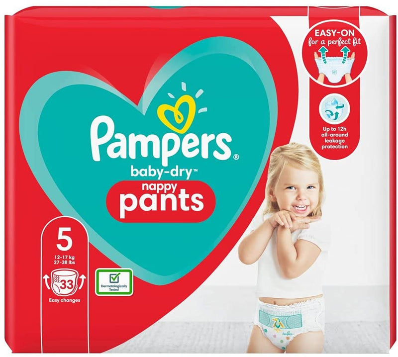 Pampers Baby-Dry Nappy Pants Size - 5, 12-17kg, 33 Pants