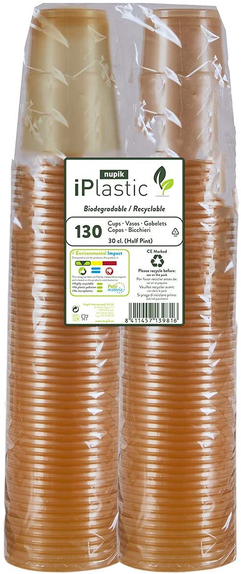 Nupik iPlastic Biodegradable Half Pint Tumblers, Pack of 130