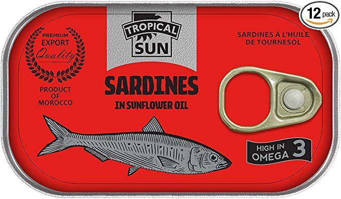 Tropical Sun Sardines in Sunflower Oil, 125g (Pack of 12)