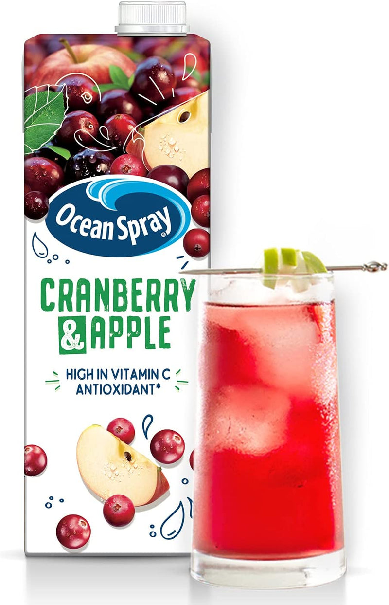 Ocean Spray Cranberry & Apple Juice Drink, 1L Carton (Pack of 12)