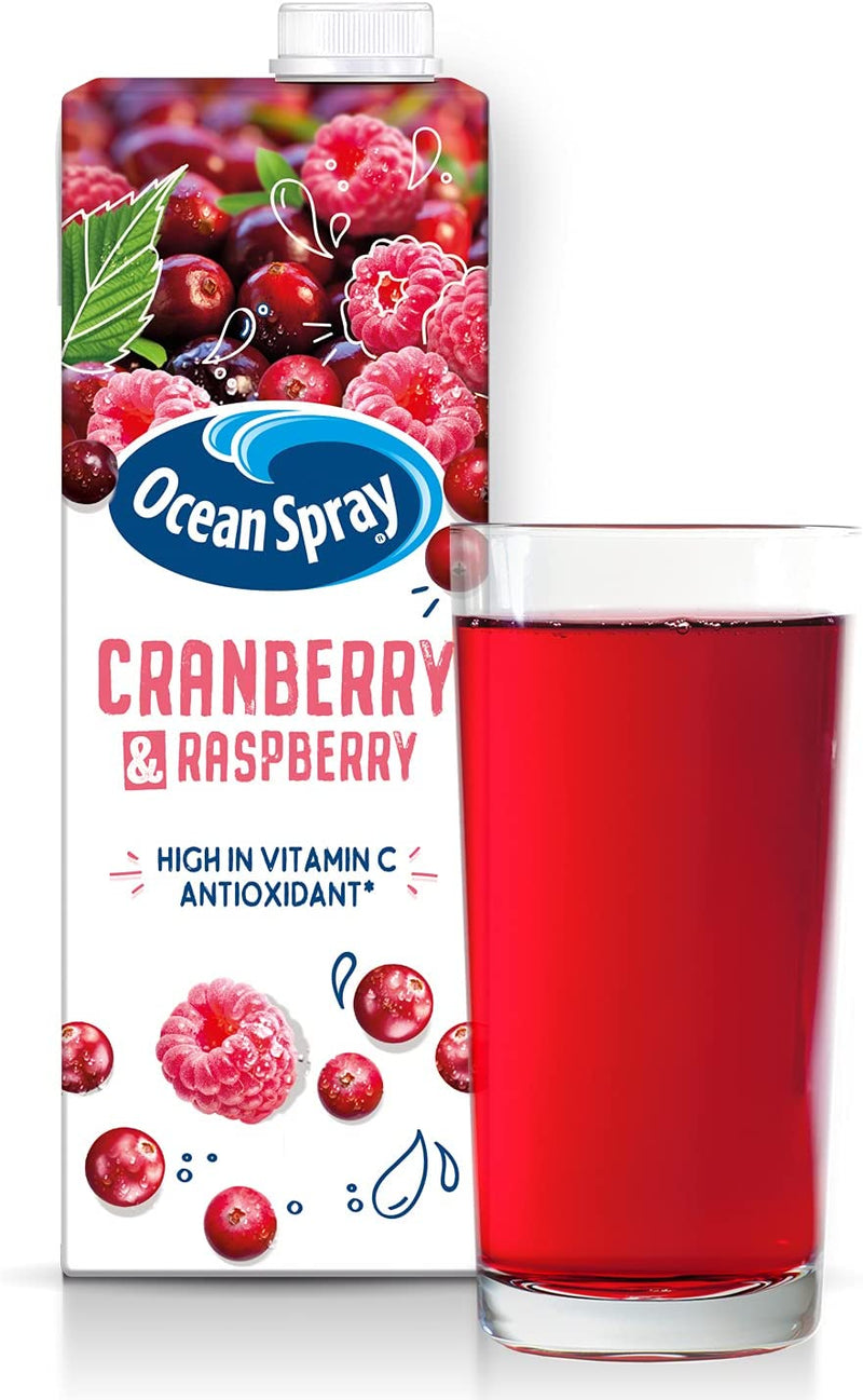 Ocean Spray Cranberry & Raspberry Juice Drink, 1L Carton (Pack of 12)