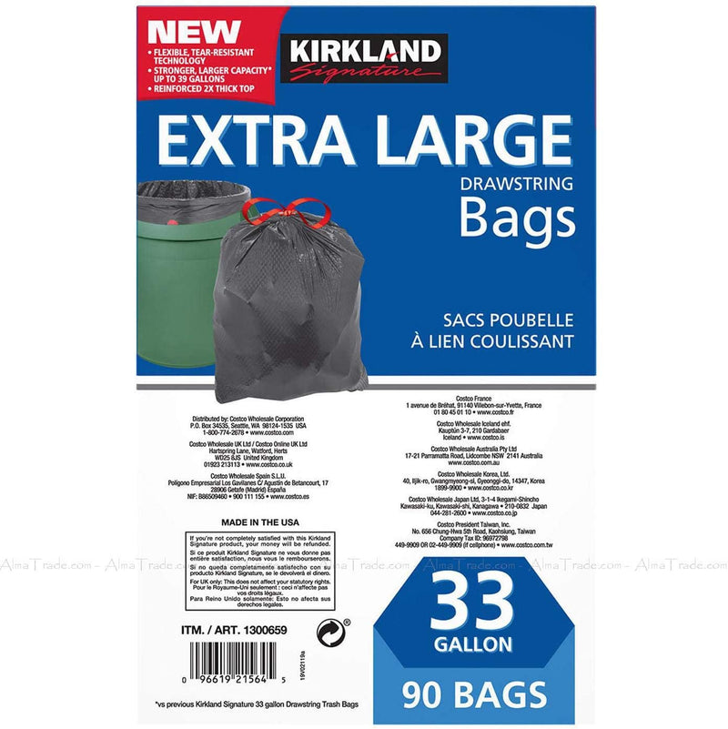 Kirkland Signature 33 Gallon Flex-Tech Bin Bags, Pack Of 90 Bags