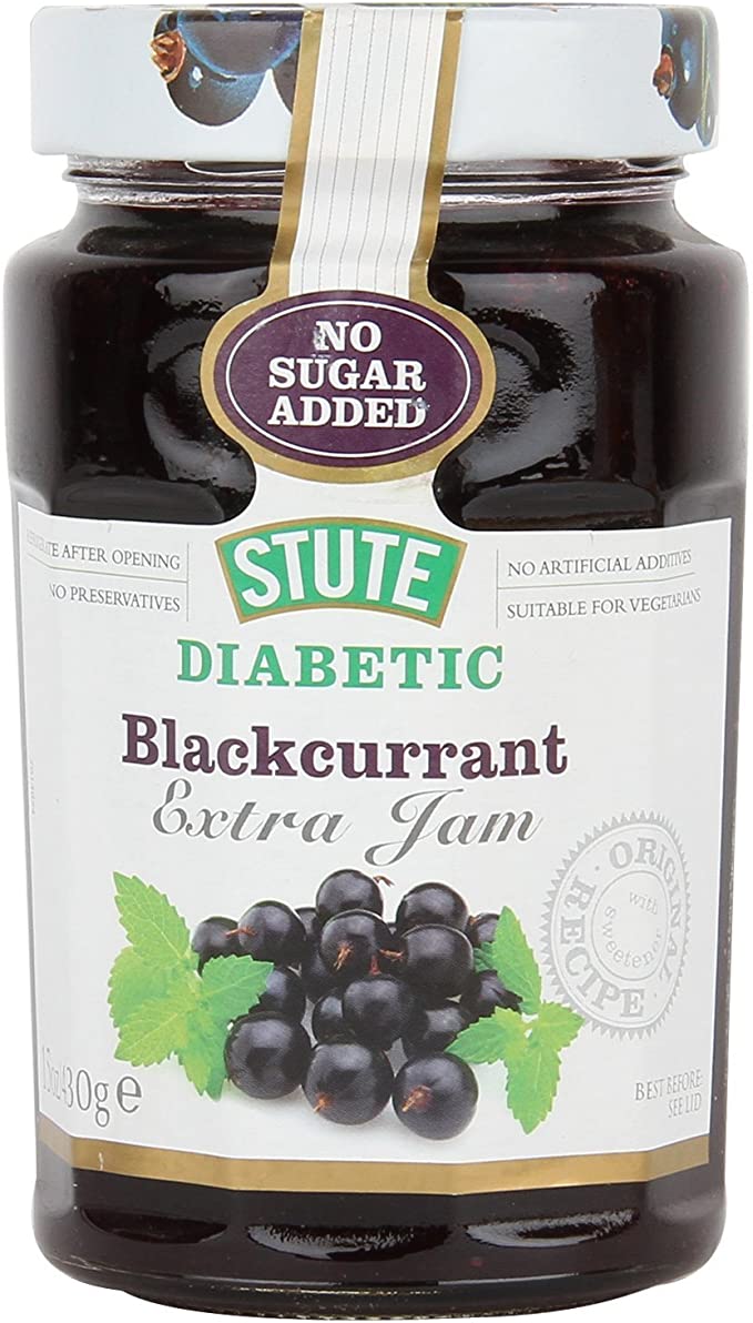 Stute No Added Sugar Diabetic Blackcurrant Jam (430g) - Pack of 6