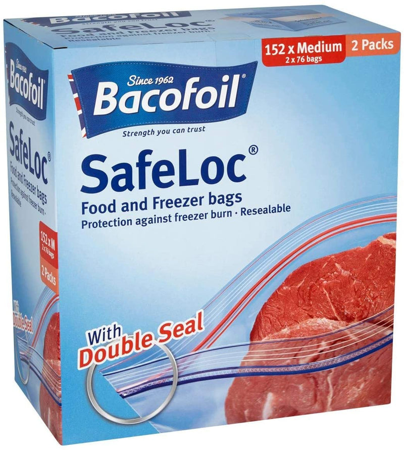 Bacofoil Safeloc Food and Freezer Medium Double Seal Bags Pack of 152