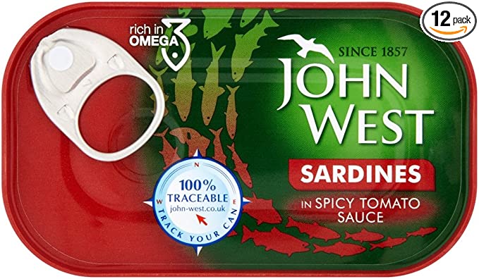 John West Sardines in Spicy Tomato Sauce, 120 g (Pack of 12)