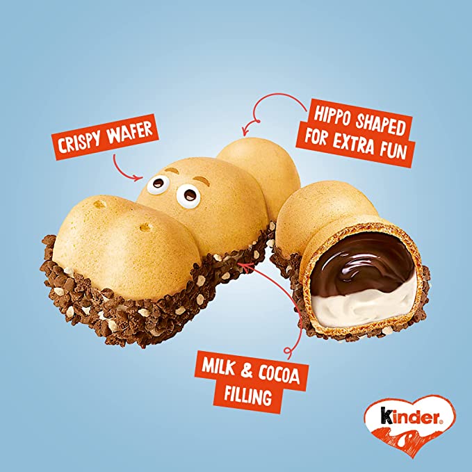 Kinder Happy Hippo Chocolate Biscuit Cocoa Pack of 28 x 20.5gm