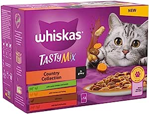 Whiskas Tasty Mix 1+ Country Colletion in Gravy 48x85g Pouches, Adult Cat Food (12x85g)