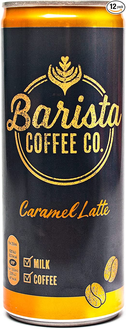 Barista Coffee Co. Caramel Latte Iced Coffee Drink Tin Can 250ml (pack of 12)