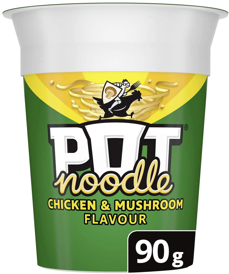 Pot Noodle Chicken and Mushroom Flavour, King Pot Size - 12 x 90g Pots