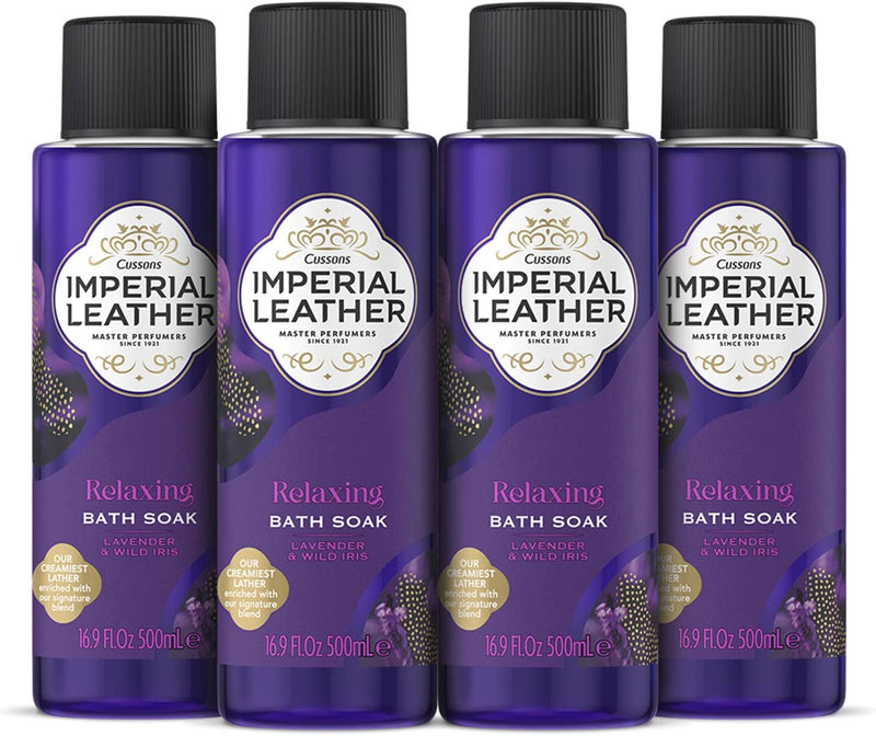 Imperial Leather Relaxing Bath Soak - Rich & Creamy Bubble Bath, Lavender & Wild Iris Fragrance - Gentle Skin Care Bulk Buy (4 X 500ml), White