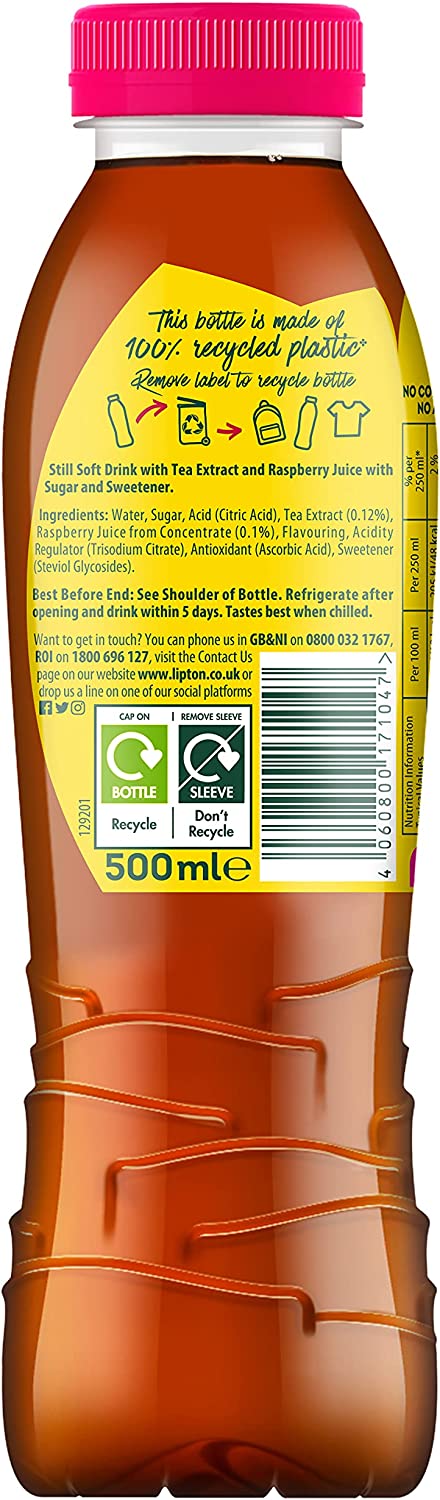 Lipton Ice Tea Raspberry Soft Drink (Pack Of 12 x 500 ml)