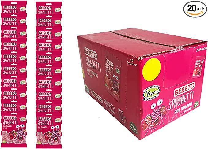 Bebeto Sour Strawberry Spaghetti Fruity Sweets 20 x 70 gm
