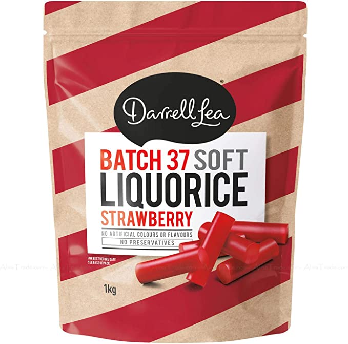 Darrell Lea Batch37 Soft Liquorice Candy Natural Strawberry Licorice Pack of 1kg