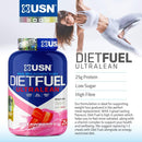 USN Diet Fuel Strawberry Ultralean 2 kg, Diet Protein Powders