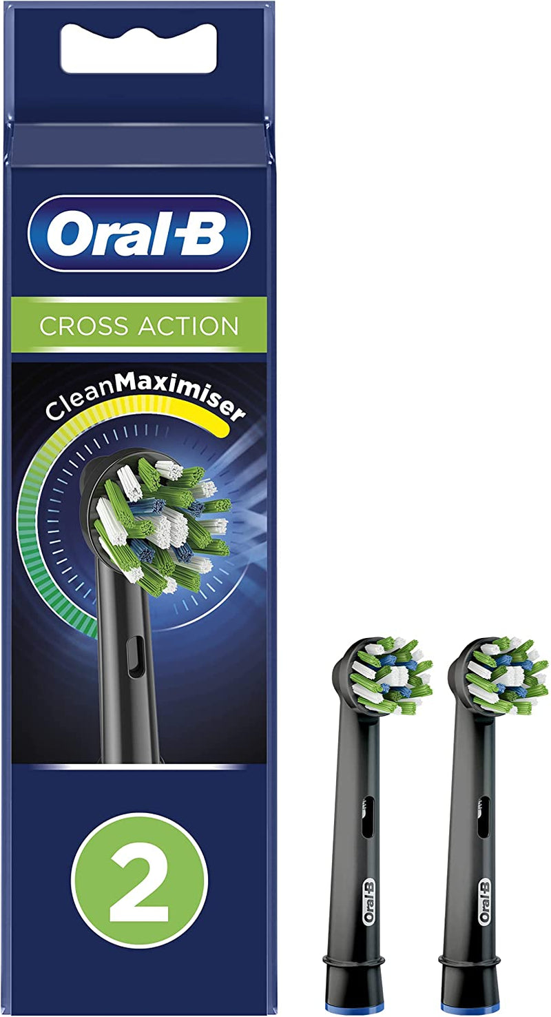 Oral-B Cross Action Black Electric Brush Heads, Pack of 2