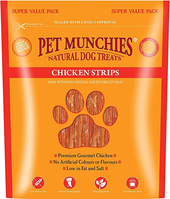 pet munchies chicken strips 2 x 320gm
