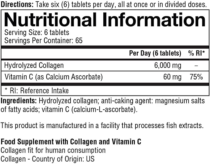 Youtheory Collagen Advanced Formula Hydrolyzed and Enhanced with Vitamin C, 390 Tablets, 2 Month’s Supply