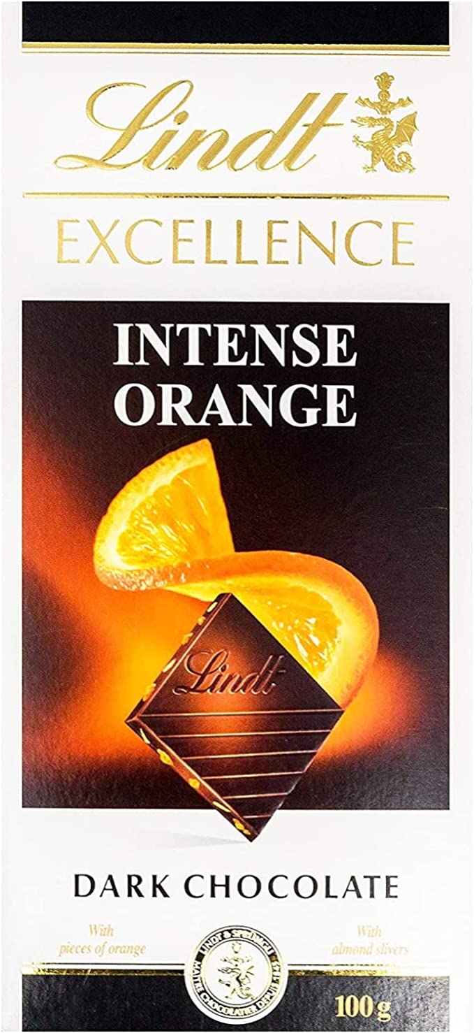 Lindt Excellence Dark Orange Chocolate Bar,  20 X 100g