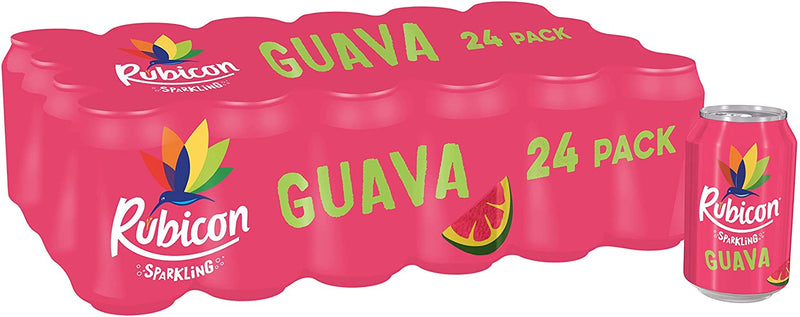 Rubicon Sparkling Guava Fizzy Drink Cans, 330 ml, Pack of 24