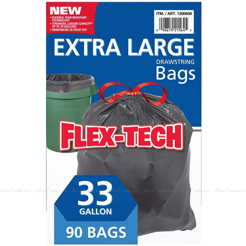 Kirkland Signature 33 Gallon Flex-Tech Bin Bags, Pack Of 90 Bags