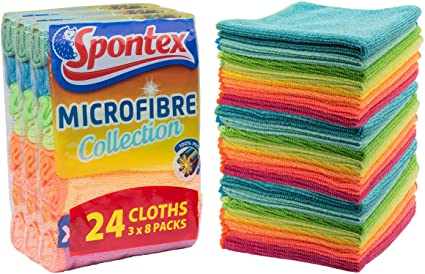 Spontex Microfibre Multi-Purpose Cloths - Pack of 8 x 3, 24 packs