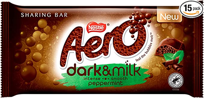 Aero Dark&Milk Peppermint Chocolate Sharing Bar 90g (Pack of 15)
