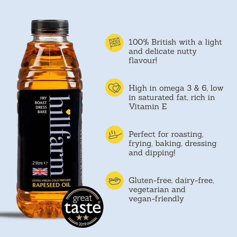 Hillfarm Extra Virgin Cold Pressed Rapeseed Oil Pack of 2L