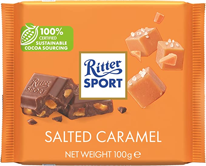 Ritter Sport Salted Caramel Chocolate 100g (Pack of 6)