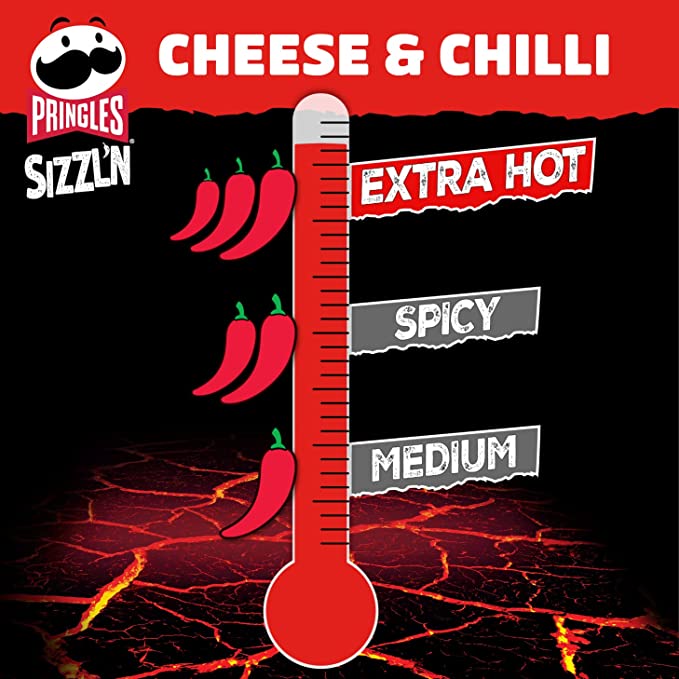 Pringles Sizzl'n Extra Hot, Cheese & Chilli Pack of 6x180g
