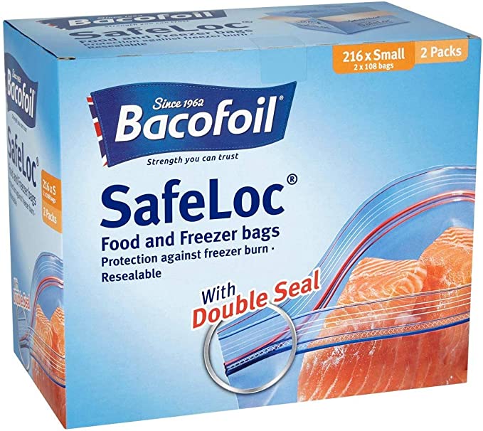 BacoFoil Safeloc Food and Freezer Small Bags 216 Pack