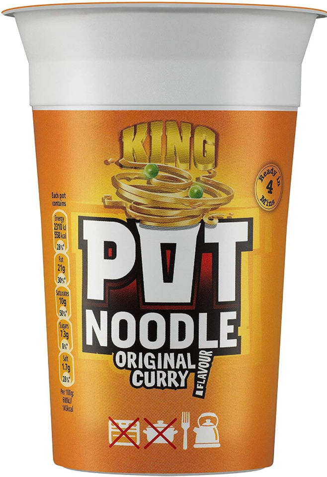 Pot Noodle Original Curry Flavour, King Pot Size,  12 x 114g Pots
